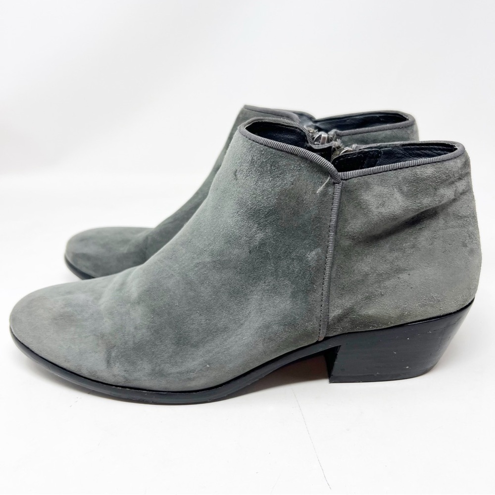 SAM EDELMAN GRAY SUEDE LOW TOP SIDE ZIP PETTY BOOTIES BOOTS WOMENS SZ 9